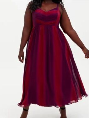 torrid Burgundy and Plum Maxi Dress with Spaghetti Straps